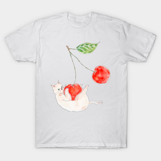 Cherry Kitten T-Shirt by TOCOROCOMUGI